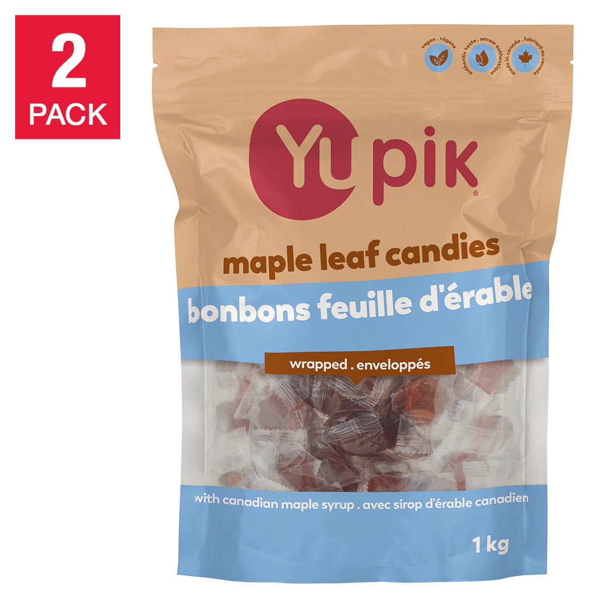 Yupik Pure Maple Leaf Syrup Candies, 2 × 1 kg