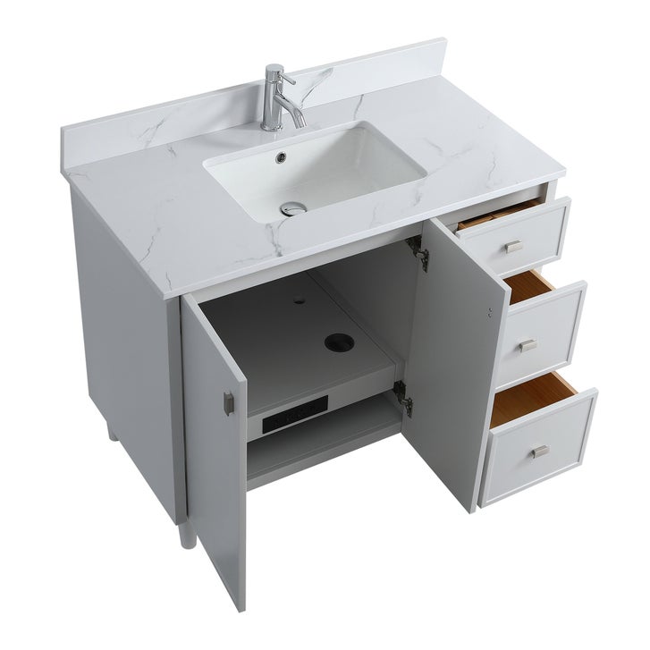 SERA Cape Cod Vanity in Hampton Grey Finish with Engineered Calcutta Marble Countertop
