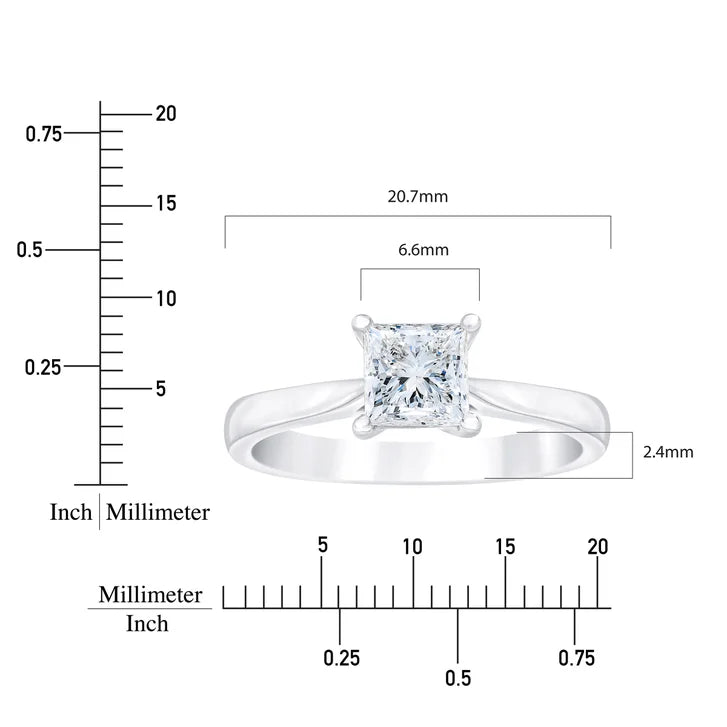 Princess Cut Diamond Solitaire Ring (1.00 ct)