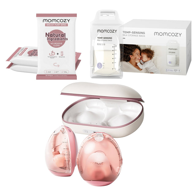 Momcozy Breast Pump + Milk Storage Bags + Breast Pump Wipes Q4