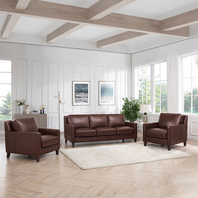 Prospera Home West Park Top-grain Leather Sofa and 2 Chairs K4