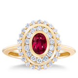 Oval Cut Ruby and Diamond Ring (0.52 ctw)