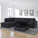 Thomasville Miles 3-piece Left-hand Facing Fabric Sectional with Storage Ottoman