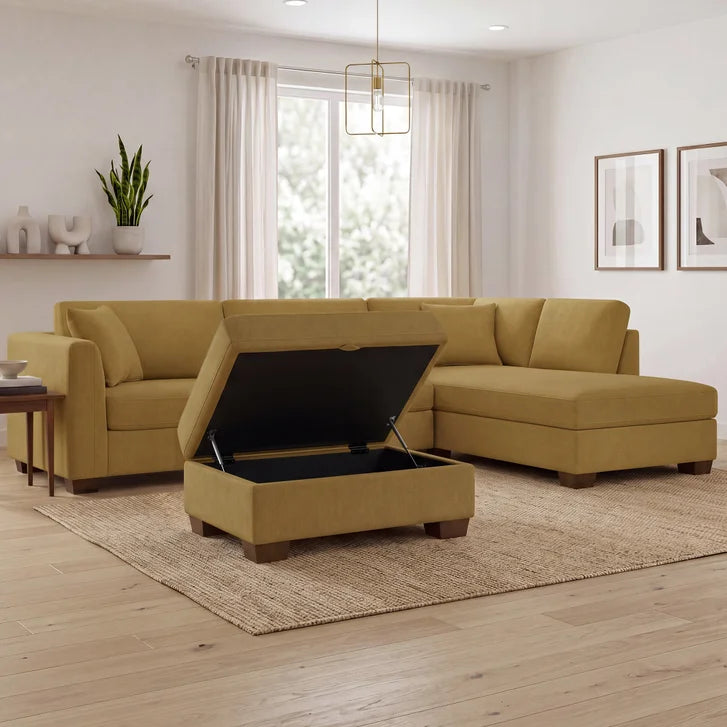 Thomasville Walsen 3-piece Fabric Sectional with Storage Ottoman