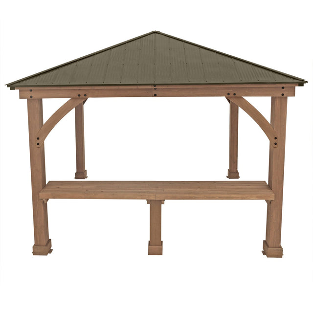 Yardistry 3.6 m (12 ft.) Cedar Gazebo Bar Counter I2