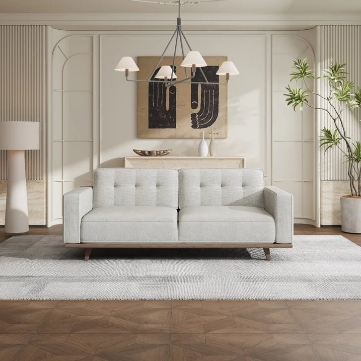 Fabric Sofa with Solid Oak Base