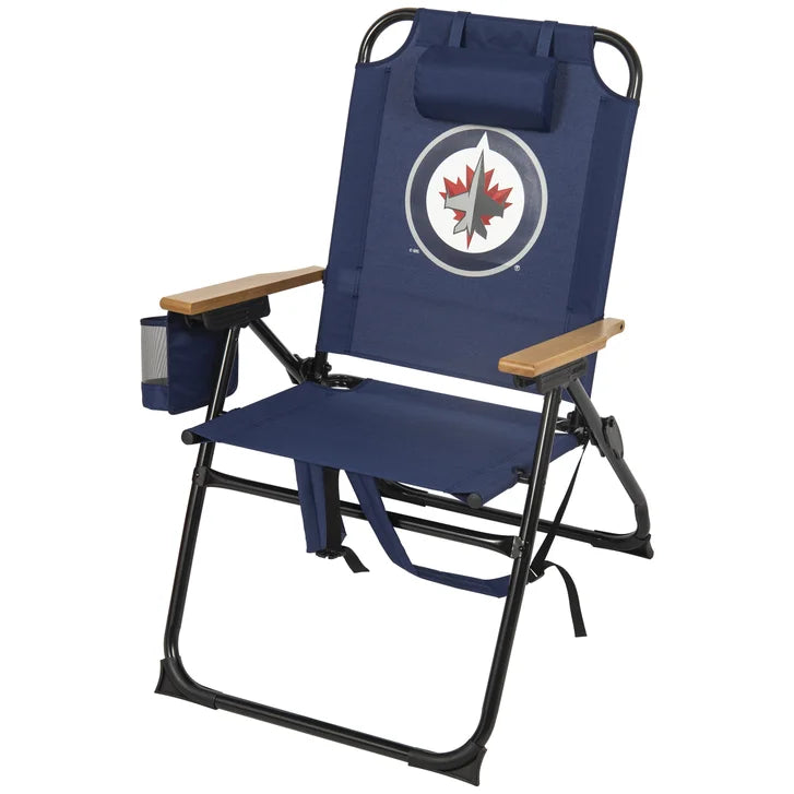 NHL 4-Position Folding Chair With Wood Arms