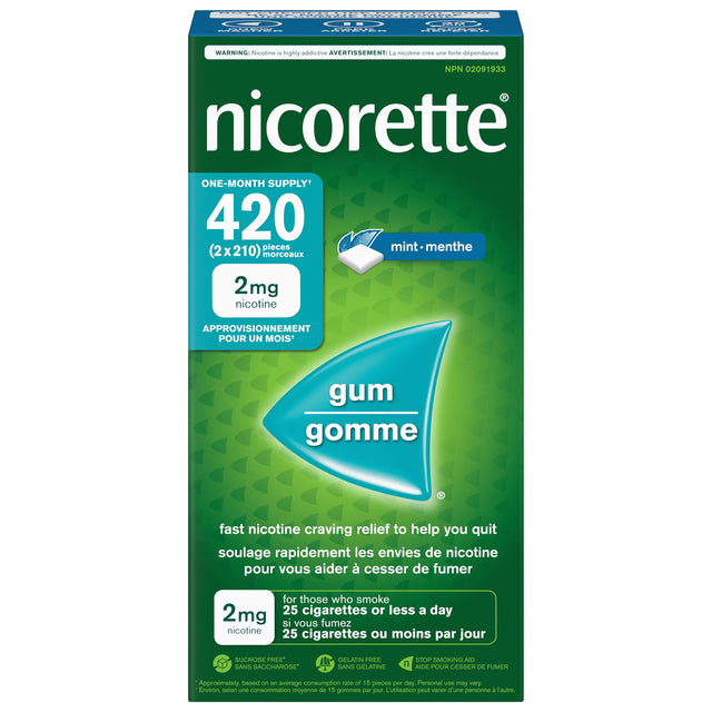 Nicorette Mint Gum 2 mg, 2 x 210 pieces V0