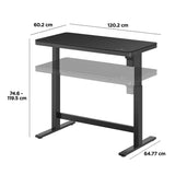 Tresanti Tessa 119.4 cm (47 in.) Adjustable Height Desk with LED Lighting, Black