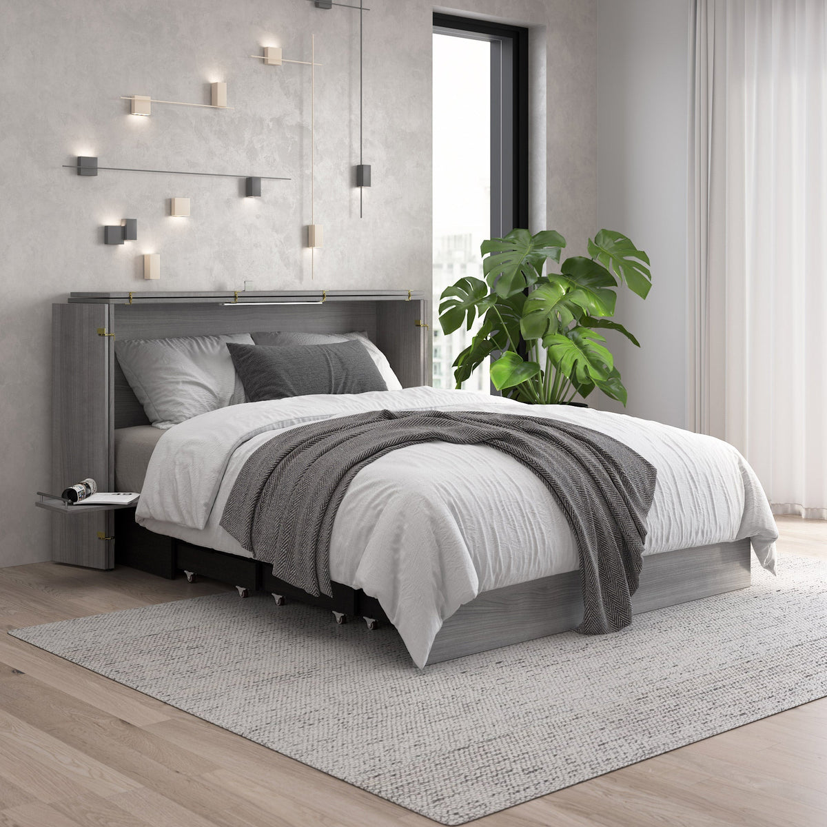 Borealis Queen Cabinet Bed with Drawer & Mattress