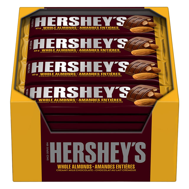 Hershey's Whole Almond Creamy Milk Chocolate Bars, 36 × 43 g Q4