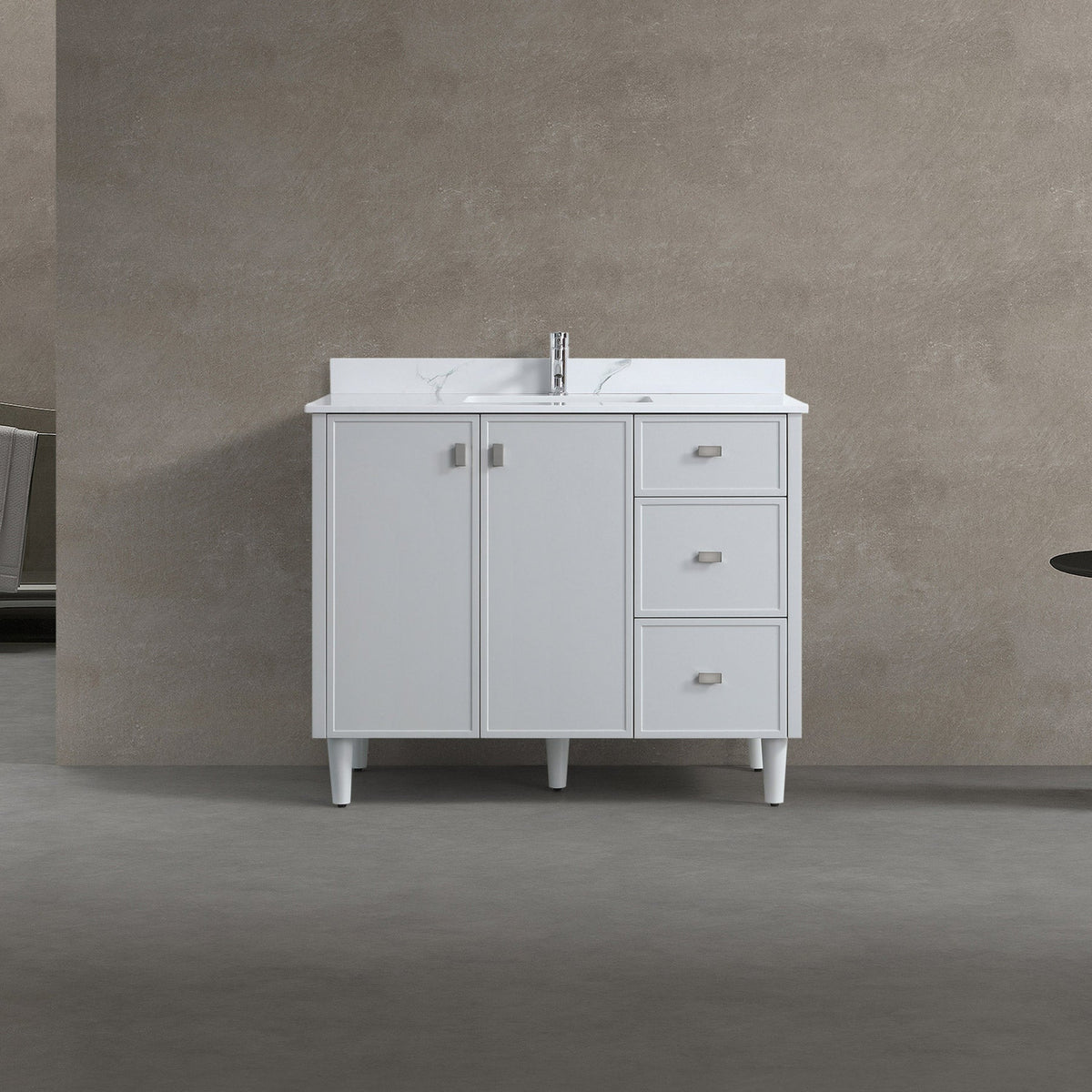 SERA Cape Cod Vanity in Hampton Grey Finish with Engineered Calcutta Marble Countertop