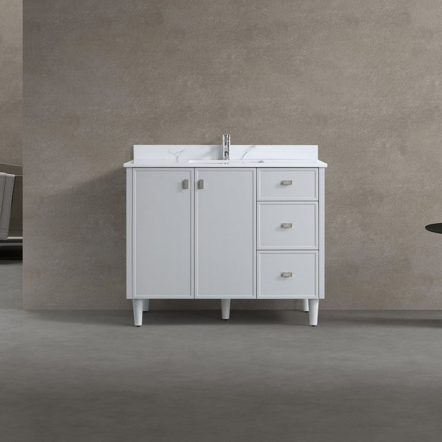 SERA Cape Cod Vanity in Hampton Grey Finish with Engineered Calcutta Marble Countertop B5