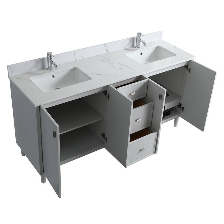 SERA Cape Cod Vanity in Hampton Grey Finish with Engineered Calcutta Marble Countertop