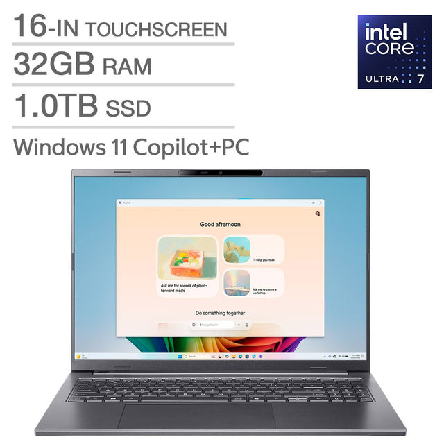 Acer Aspire 16 AI Copilot+ PC, 16.0-in Touchcreen laptop, Intel Core Ultra 7 258V – 32GB RAM, 1TB SSD B0