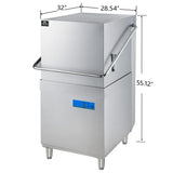 Forno 28.14 in. Stainless Steel Hood Type Commercial Dishwasher with Washing Capacity of 60 Racks Per Hour