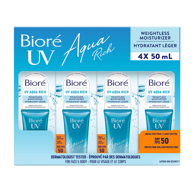 Bioré UV Aqua Rich Weightless Moisturizer SPF 50, 4 x 50 mL Z9