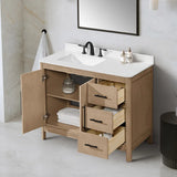 OVE Decors Kiara Vanity in Sahara Birch Finish with Quartz Countertop