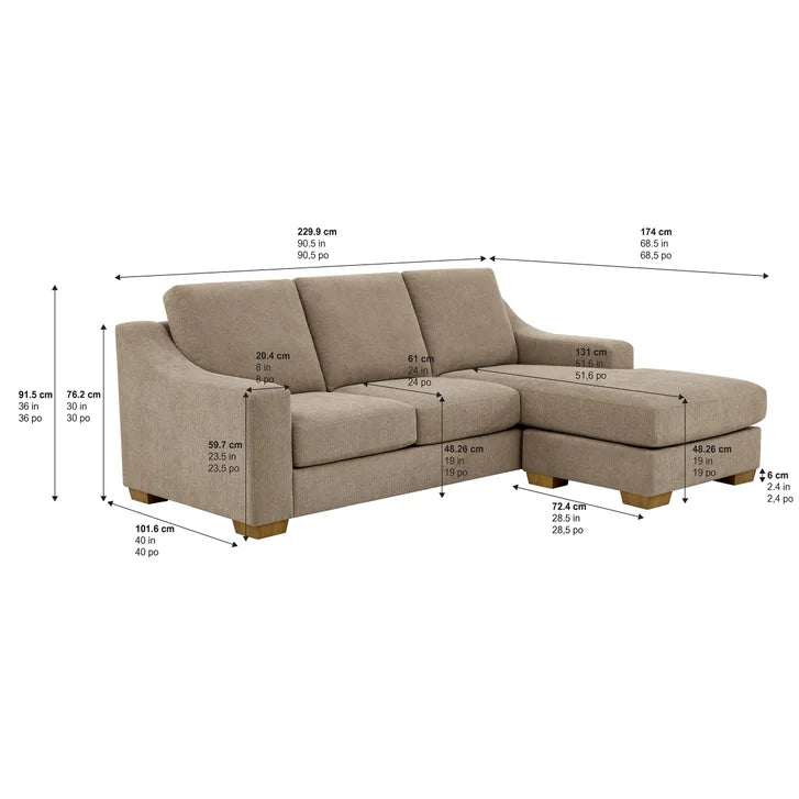 Thomasville Dillard 2-piece Fabric Sofa with Reversible Chaise