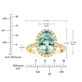 Oval Cut Green Quartz and Diamond Ring (0.40 ctw)