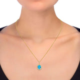 Oval Shaped Blue Topaz and Diamond Pendant (0.25 ctw)