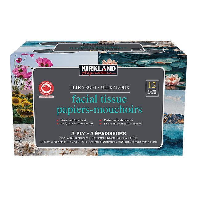 Kirkland Signature Ultra Soft Facial Tissues, 12-pack E5