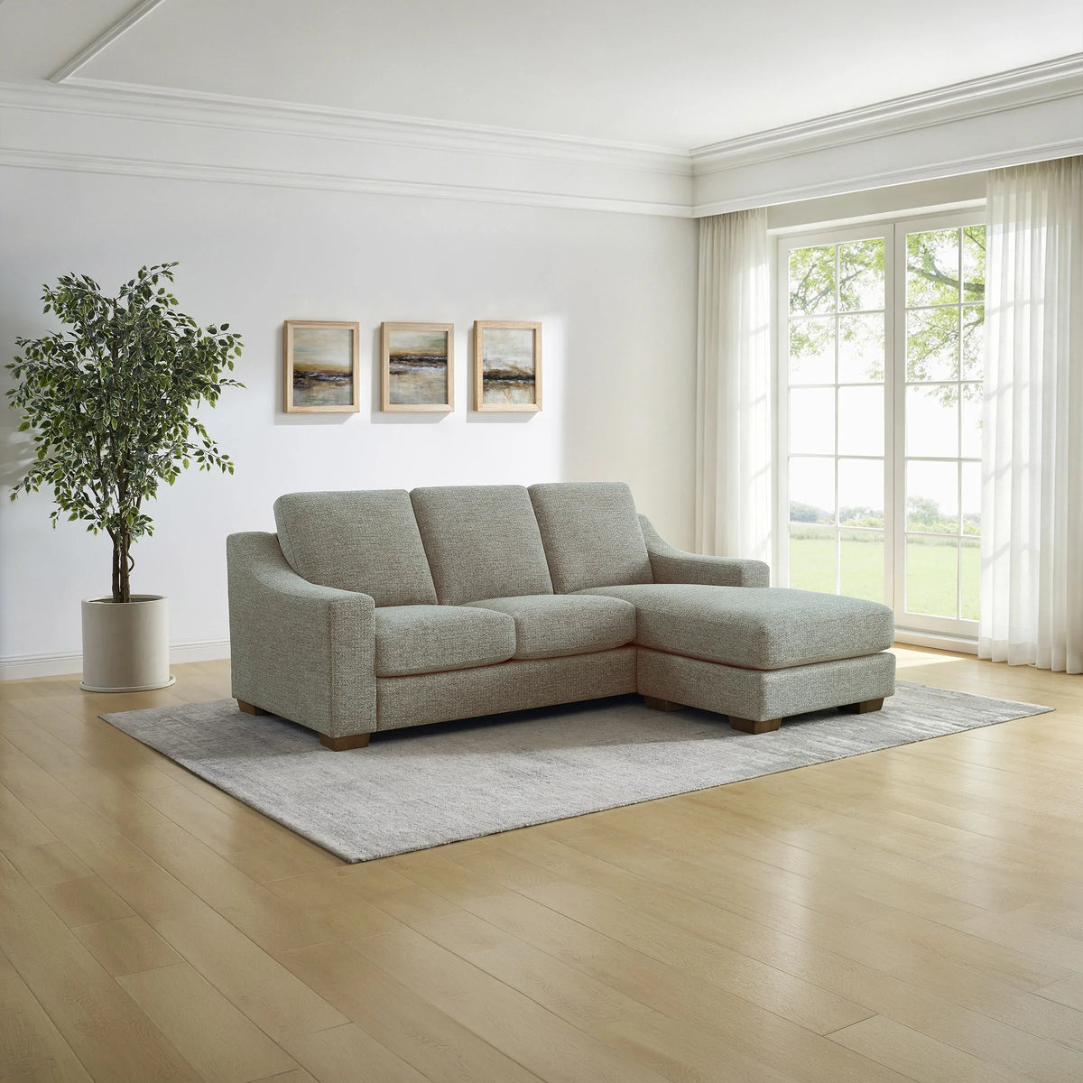 Thomasville Dillard – Woven Fabric 2-piece Sofa with Reversible Chaise