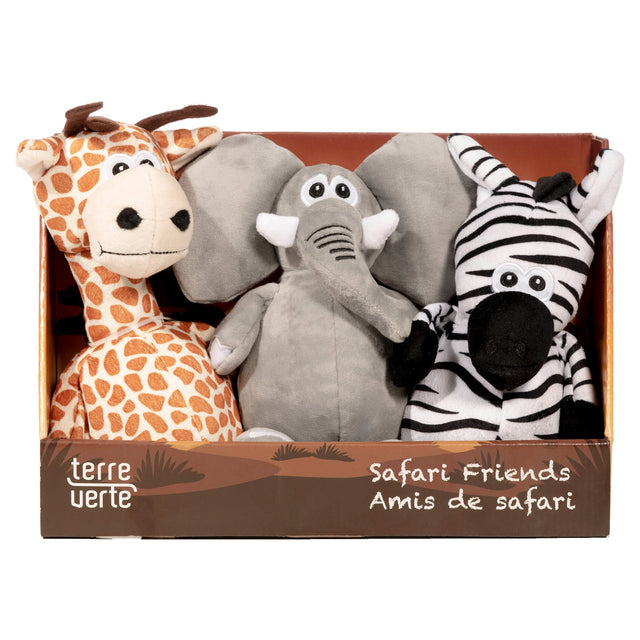Safari Friends Plush Dog Toys, 3-count Q7