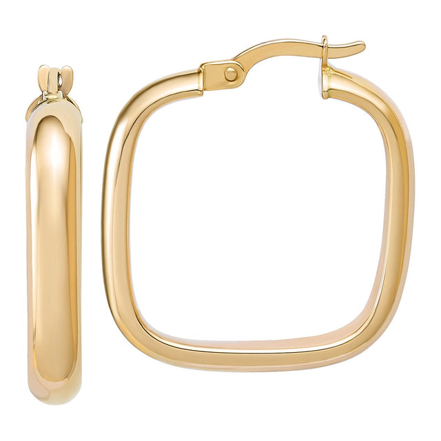 High Polish Square Half Round Hoop Earrings P4