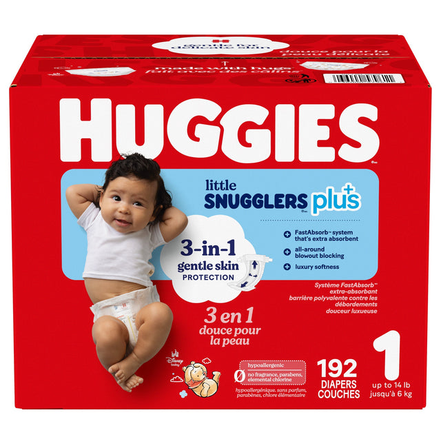 Huggies Little Snugglers Plus Diapers, Sizes 1 - 2 B6
