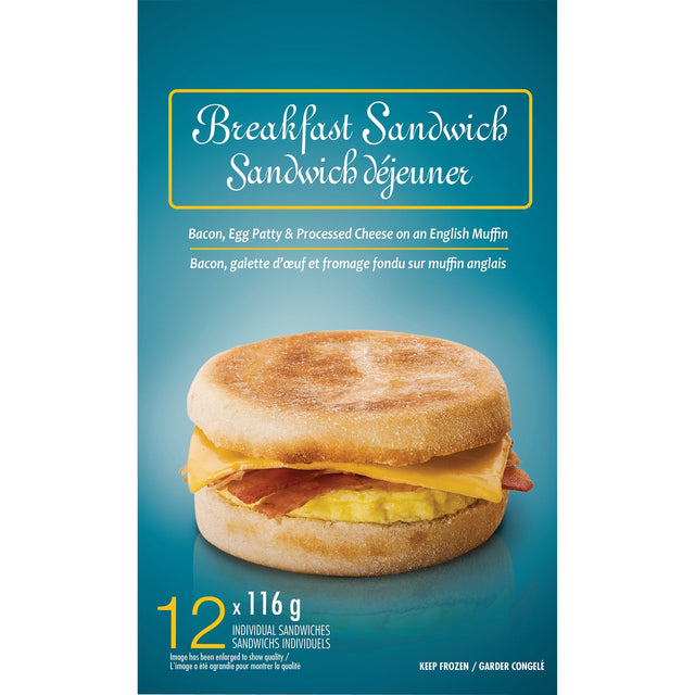 Bacon and Egg English Muffin Breakfast Sandwich, 12 Units X4