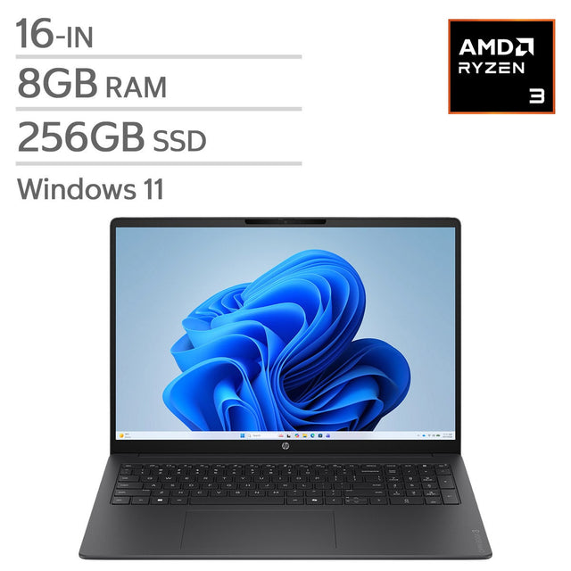 HP OmniBook 3 16-in Laptop, AMD Ryzen 3 30 - 8GB RAM, 256GB SSD C9