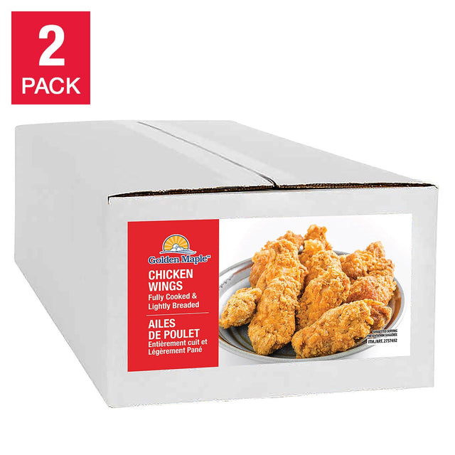 Golden Maple Fully Cooked Lightly Breaded Chicken Wings, 2 × 4 kg S1