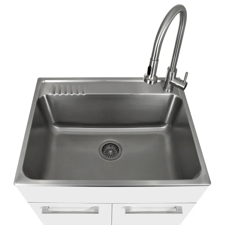 Transform 28 in. All-in-one Utility Sink with Cabinet and Stainless Steel Faucet