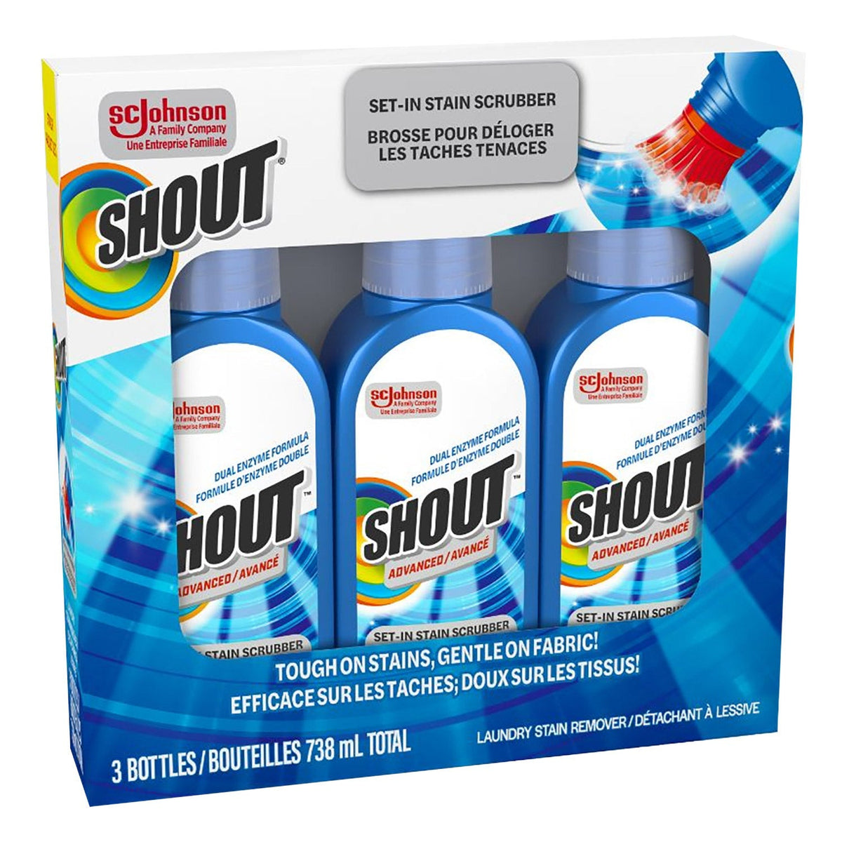 Shout Advanced Stain Remover Gel Brush, 3 × 246 mL