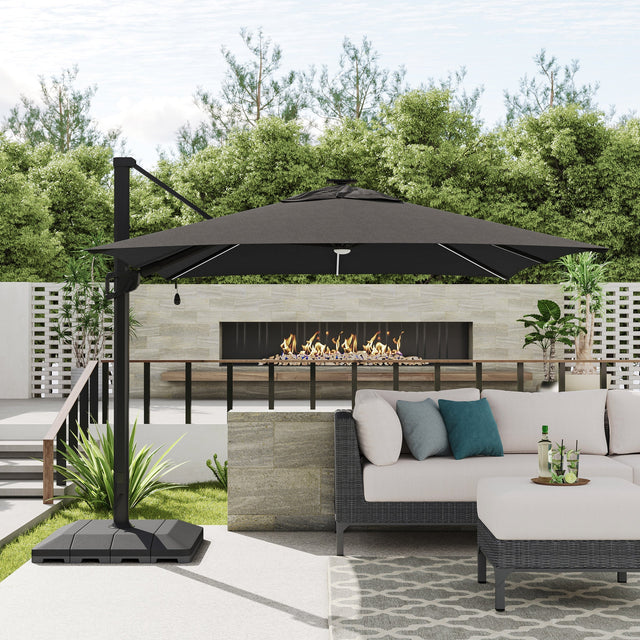 Sirio 4 m x 3 m (13 ft. x 10 ft.) Cantilever Umbrella with Solar Powered LED B5