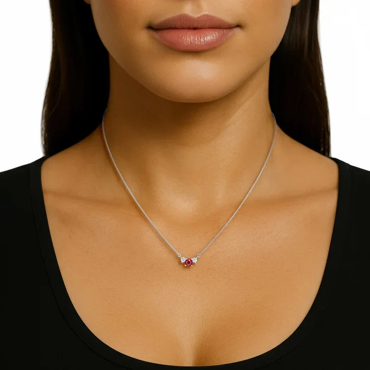 Round Cut Ruby and Diamond Pendant (0.25 ctw)