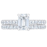 2.29 ctw Emerald and Round Brilliant Cut, Clarity VVS1, Colour H, Diamond Wedding Set