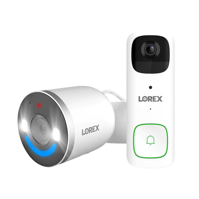 Lorex 2K Battery Video Doorbell and 4K Spotlight Indoor/Outdoor Wi-Fi Security Camera N0