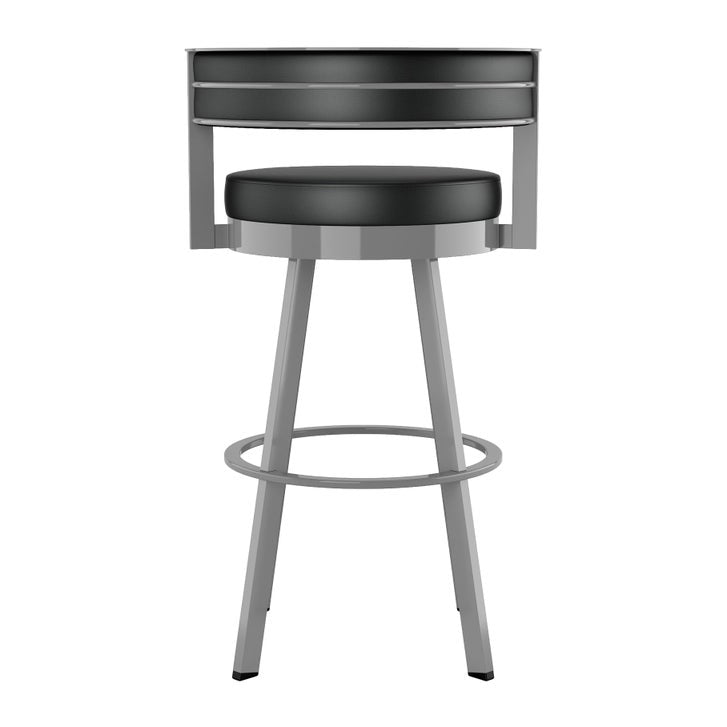 Amisco Browser Grey Frame with Black seat Bar or Counter Stool