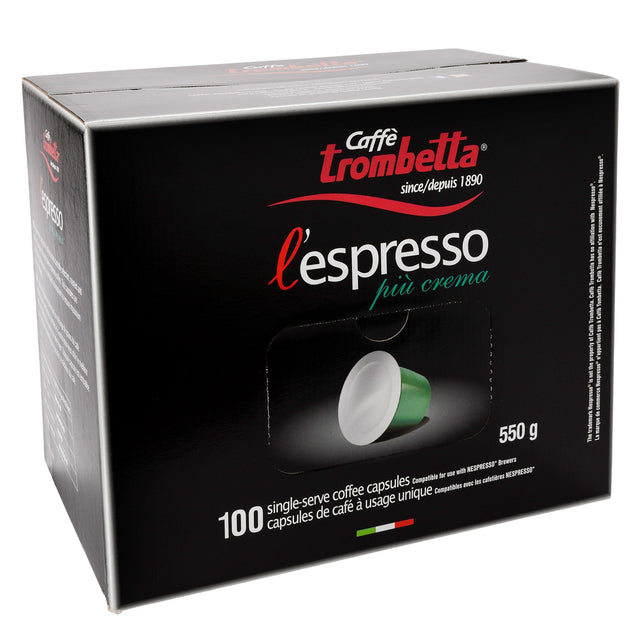 Caffè Trombetta Espresso Coffee Nespresso Compatible Capsules, 100-count X5