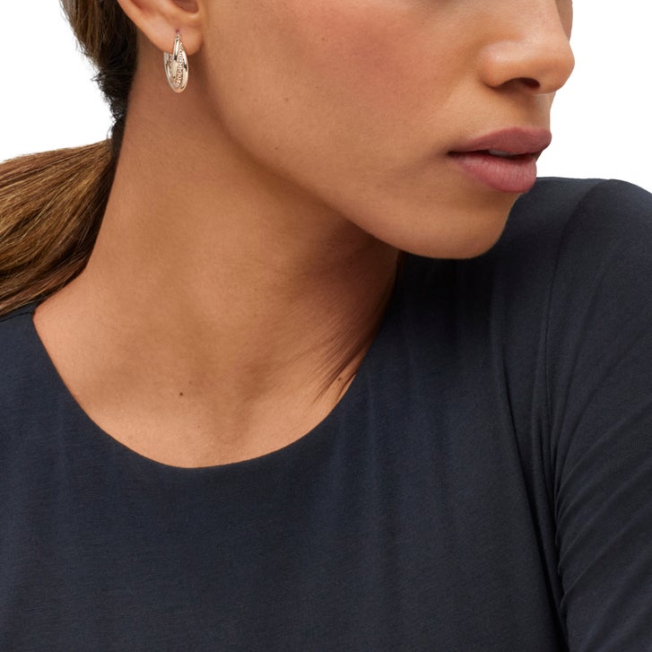 Hoop Earrings with Bead Tubing in Yellow Gold
