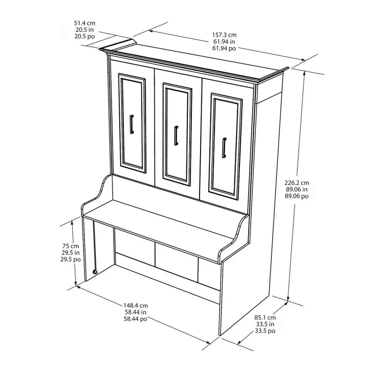 Bed & Room Porter Double Wall Bed with Desk
