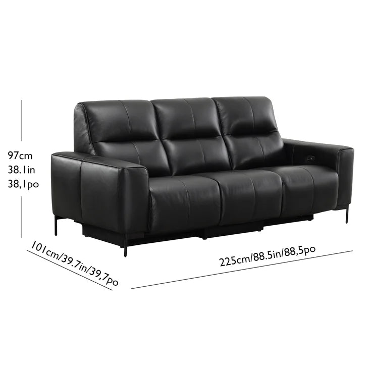 Simon Li - 3 Piece Top Grain Leather Power Reclining Sofa - Zero Gravity