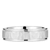 Hammered Look White Gold Men’s Wedding Band