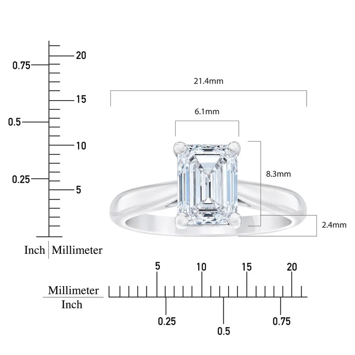 2.03 ct Emerald Cut, Clarity VVS1, Colour D, Diamond Solitaire Ring