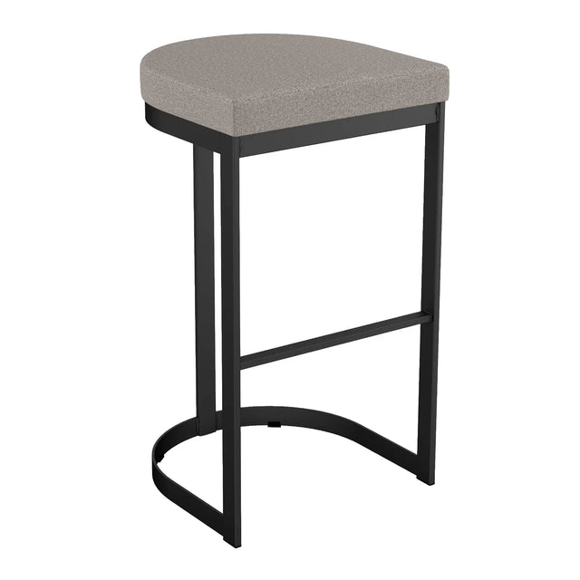 Amisco Lester Black Bar or Counter Stool with Beige Seat W2