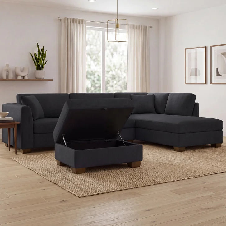 Thomasville Walsen 3-piece Fabric Sectional with Storage Ottoman