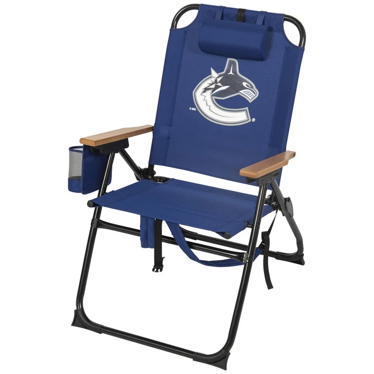 NHL 4-Position Folding Chair With Wood Arms