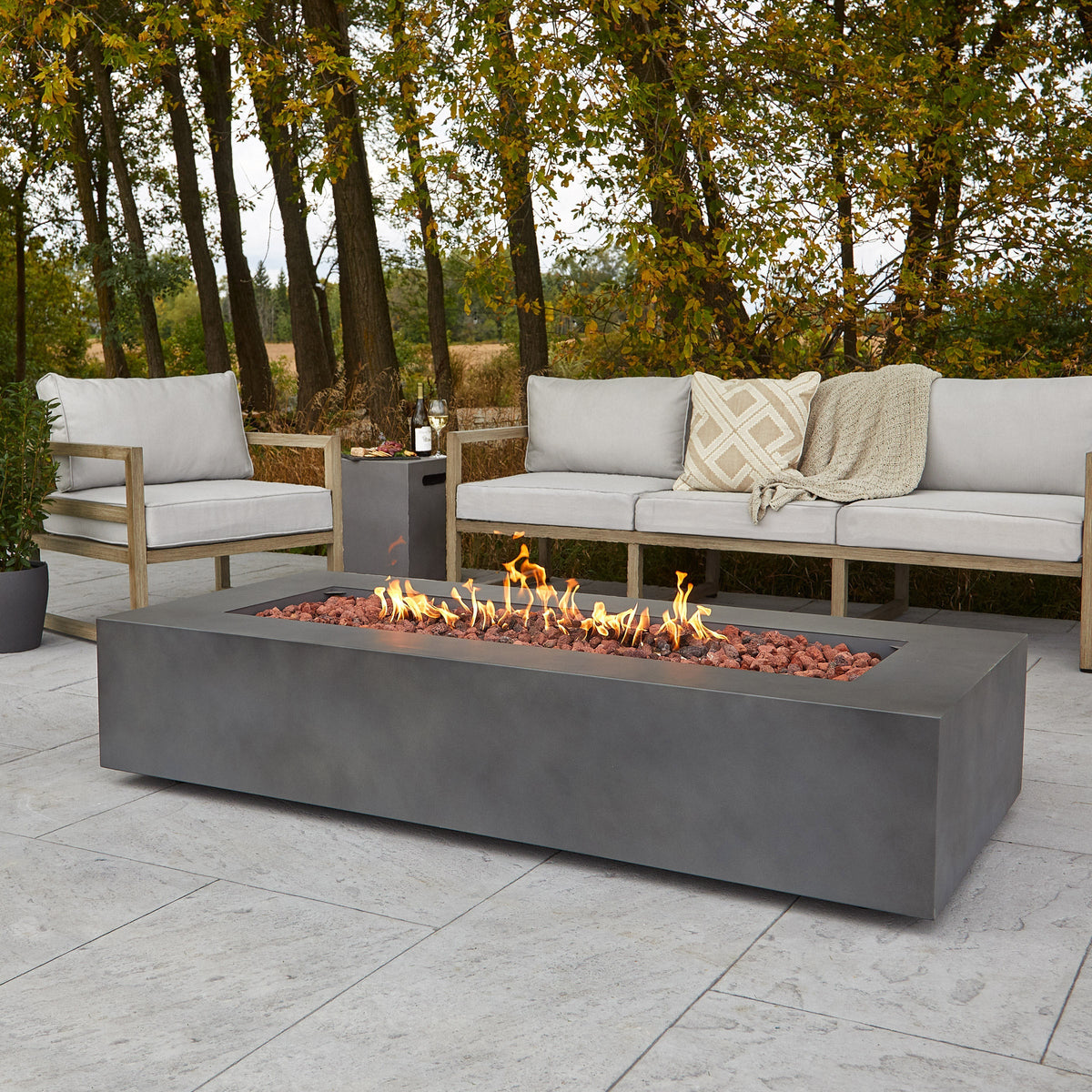 Real Flame Aegean Steel 70 in. Rectangle Fireplace